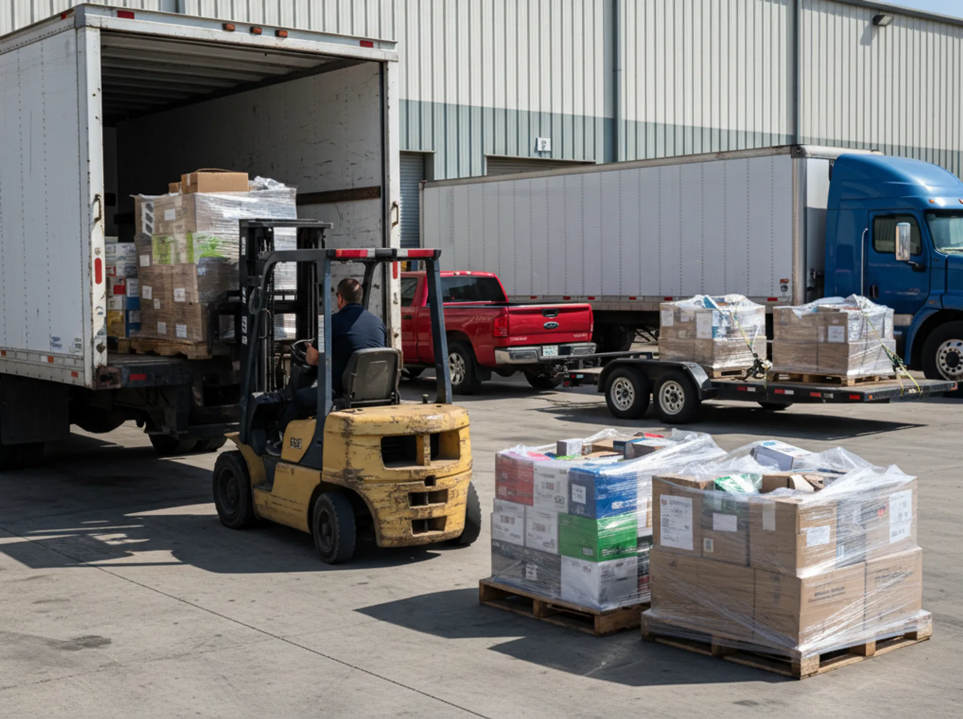 Surplus Depot loading truck with merchandise